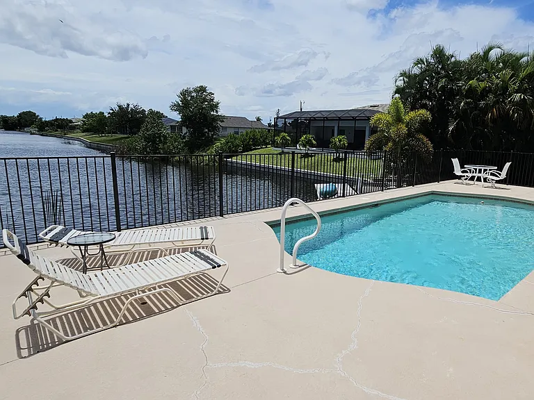 Pool area overlooking canal