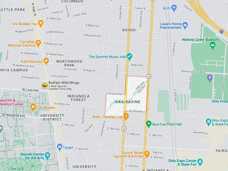 Rental unit's neighborhood, Iuka Park, and near by streets, parks, shops, etc.