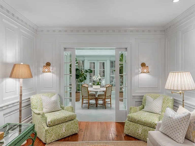 View from first floor living room to Sunroom .