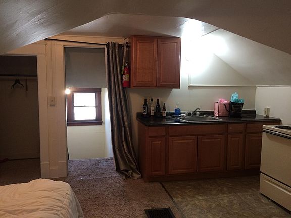 Living room into the kitchen.