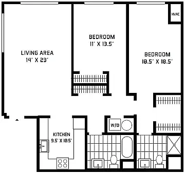 Floor plan 2 Bed 2Bath
