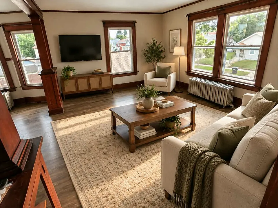 Photos virtually staged to show full space potential.