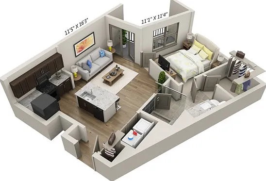 Floor plans are artist's rendering. All dimensions are approximate. Actual product and specifications may vary in dimension or detail. Not all features are available in every apartment. Prices and availability are subject to change. Floor plans are artist