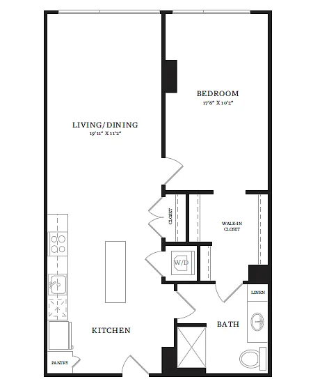 Floor plan 1 Bed/1 Bath-B9A