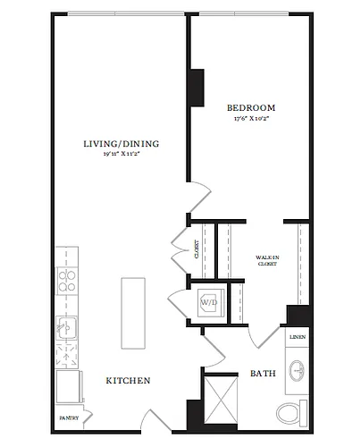 Floor plan 1 Bed/1 Bath-B9A