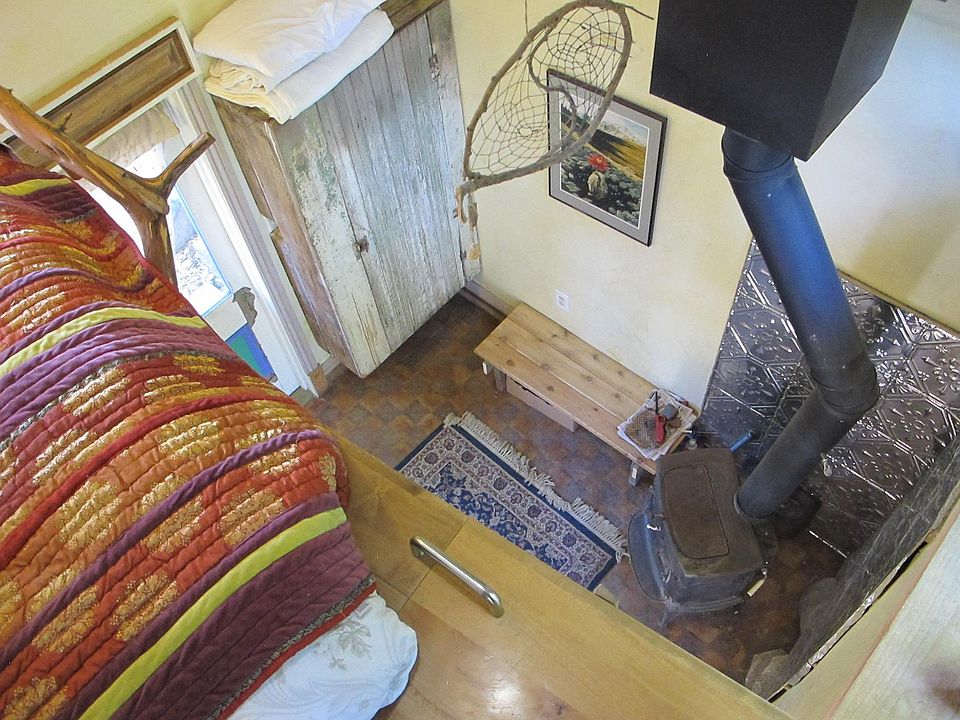 The "Gingerbread House" from bed loft.