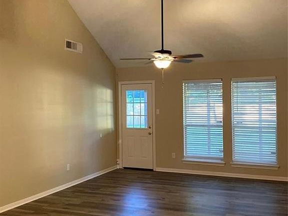 Large living area view from dining room area.