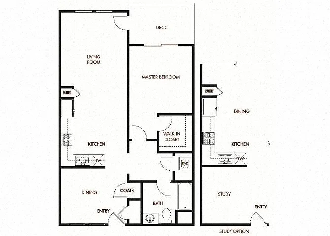 Floor plan Plan 6 - 1 Bedroom and Den 1 Bath