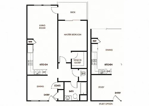 Floor plan Plan 6 - 1 Bedroom and Den 1 Bath