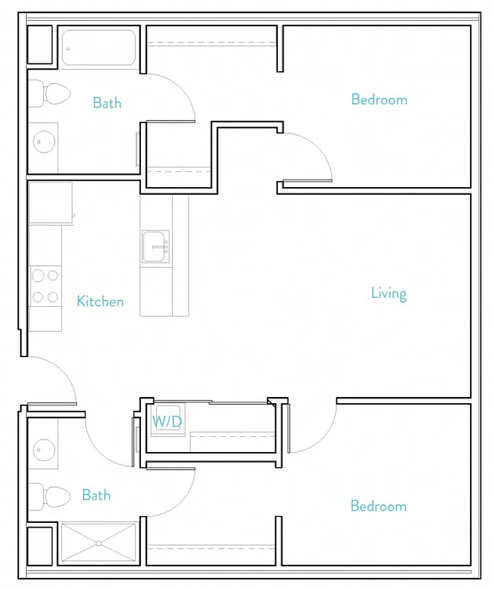 Floor plan 2 Bedroom B- Henshaw