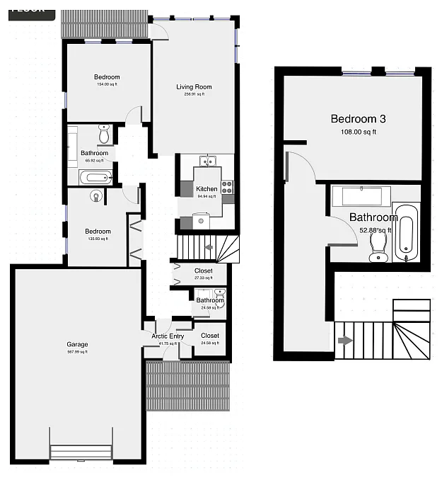 Floor plan 3 Bed x 2.5 Bath Large Accessible