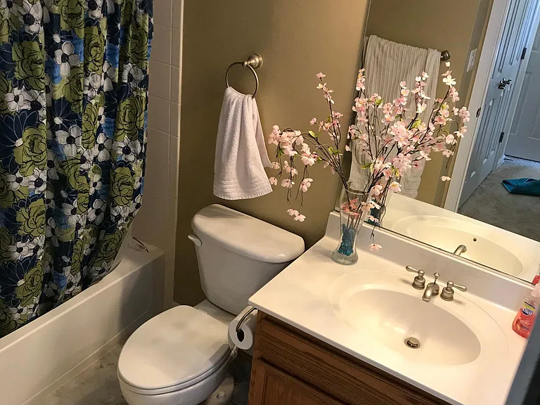 3rd Bathroom Upstairs, new marble polished tile flooring