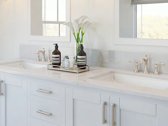 Primary bath with brushed nickel fixtures