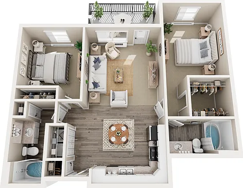 Floor plan 2 Bedroom 2 Bath