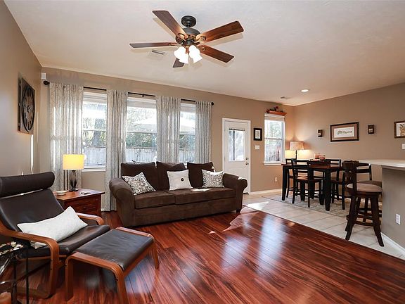 What a great living area/eating area! There is a great back deck too!