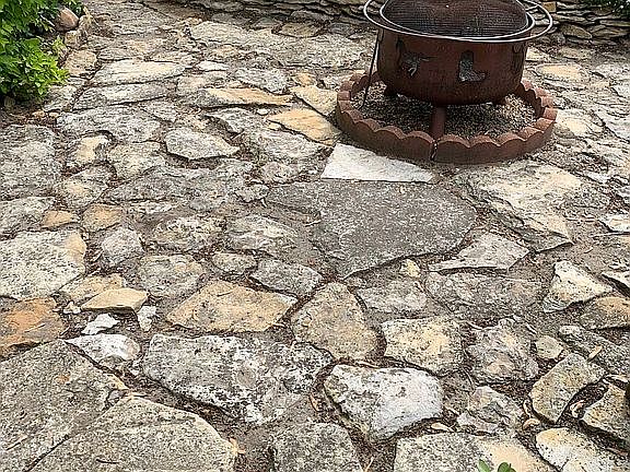 Limestone patio & path