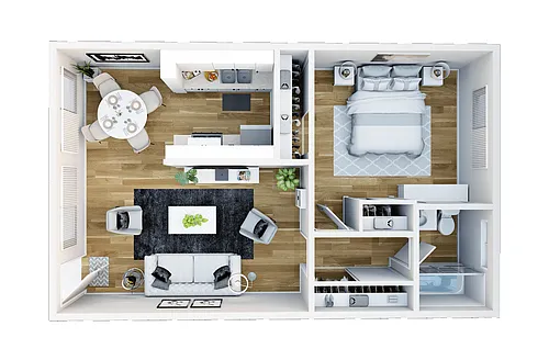 Floor plan 1 Bedroom, 1 Bath
