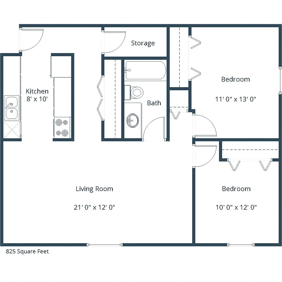 Floor plan Two Bedroom 21B