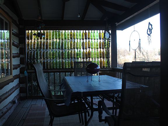 Screen porch bottle wall