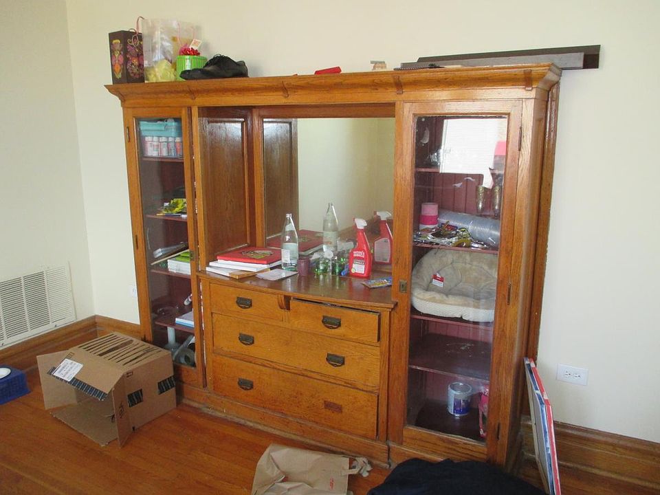 Built in Antique Oak Hutch in Living Room