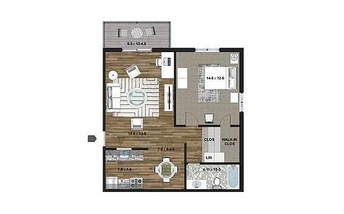 Floor plan One Bedroom B