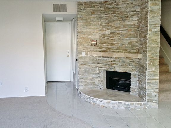 Contemporary looking fireplace in living room