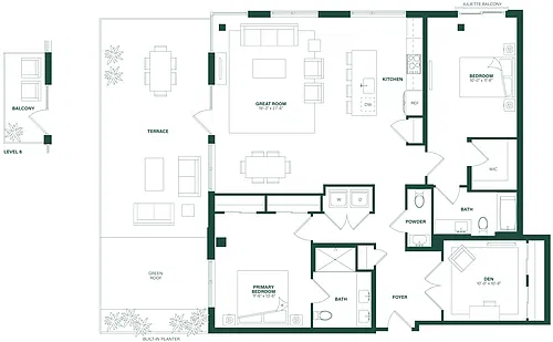 Floor plan 2 Bed/2.5 Bath Den-2P-ANSI