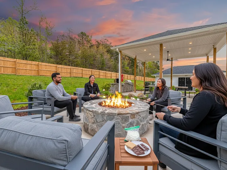 Firepit with outdoor seating