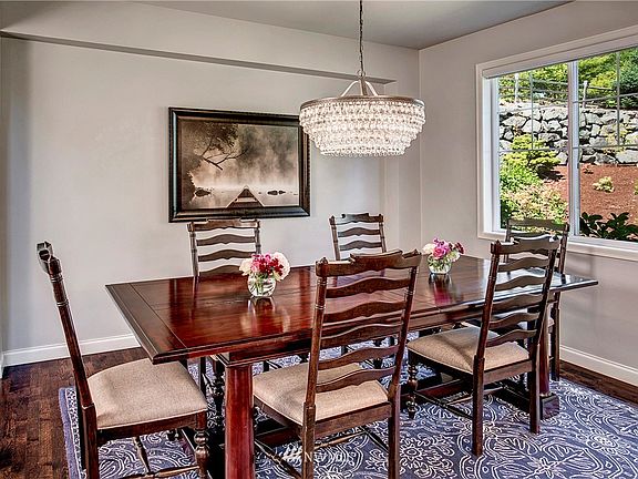 Spacious dining room and updated lighting.