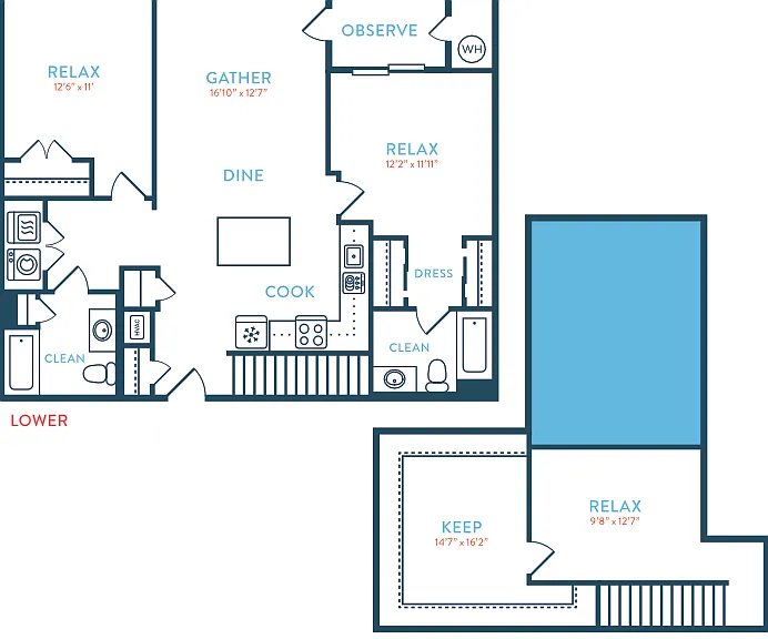 1496 Tea House B1 Loft Floorplan Diagram