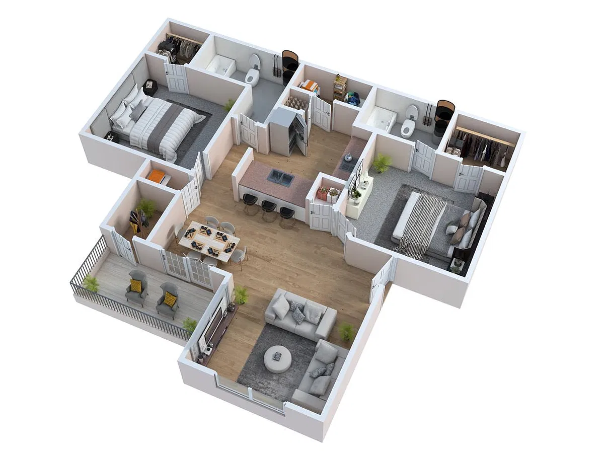 Floor plan Two Bedroom, Two Bath