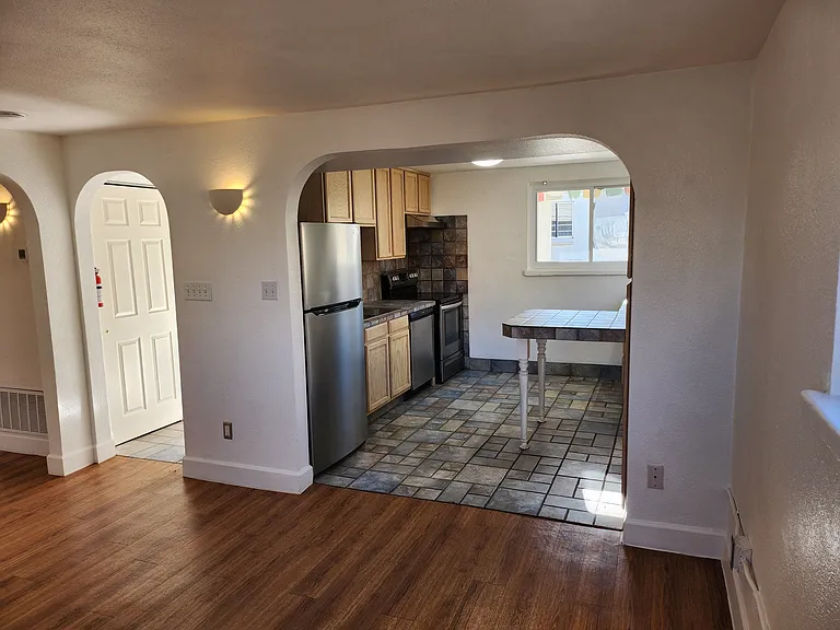 Kitchen, living room and entrance hallway