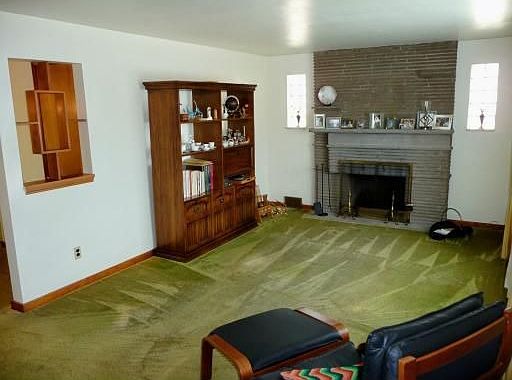 Living Room w/Stone Fireplace