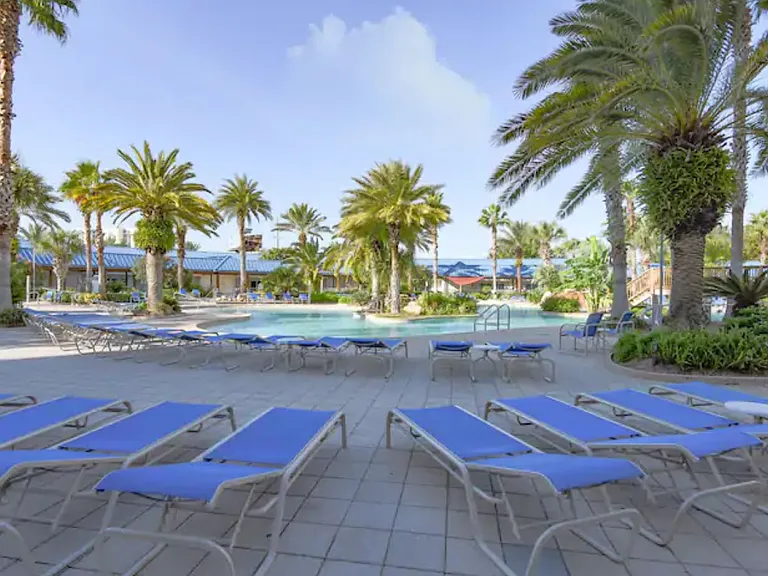 Tons of loungers available to hang out by the pool. Shaded and non-shaded spots are available