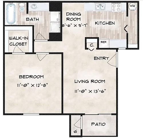 Floor plan One Bedroom One Bath