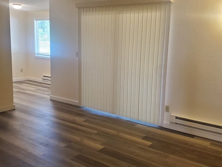 Nice living room are leading to back porch.
