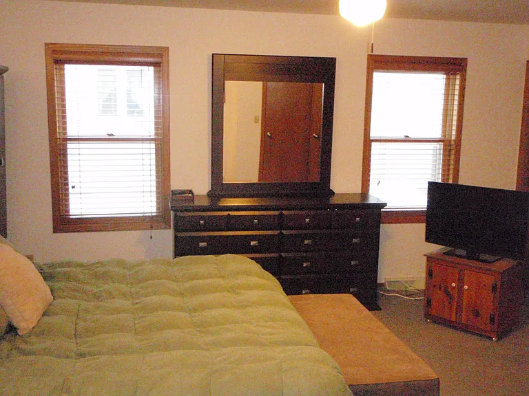 View of master bedroom, with two double hung windows (north facing)