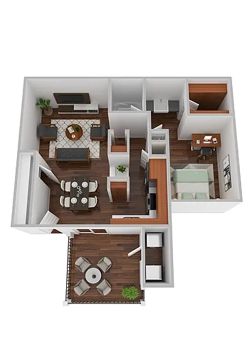 Floor plan Horizon - One Bedroom/One Bath 800 Sq Ft