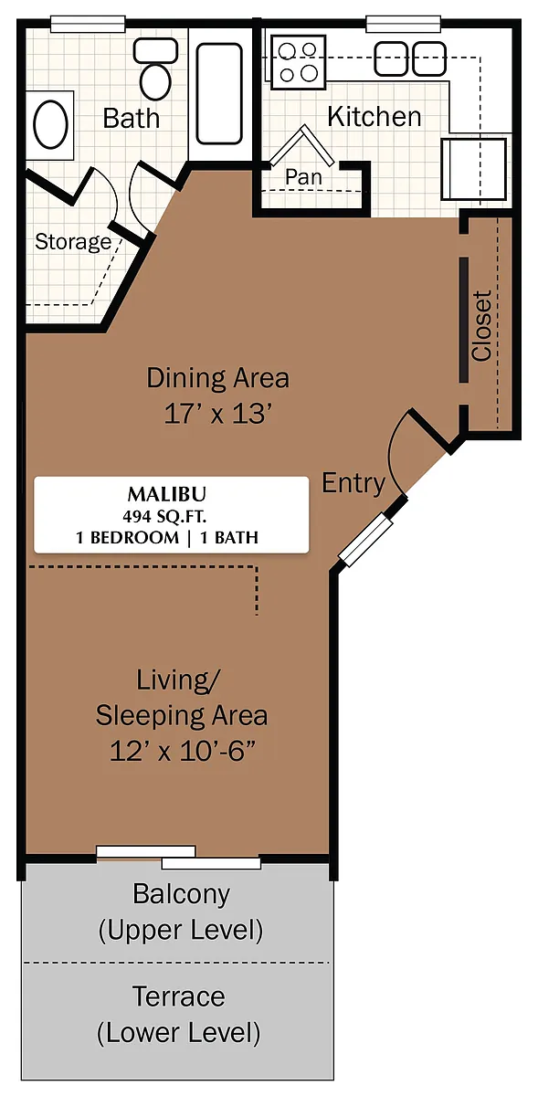 Floor plan 1x1B - Baja