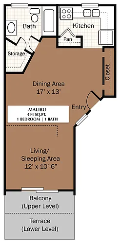 Floor plan 1x1B - Baja