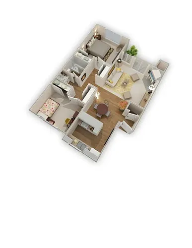 Floor plan 2 Bed 1 Bath B