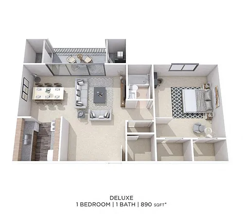Floor plan One Bedroom - 891 sqft