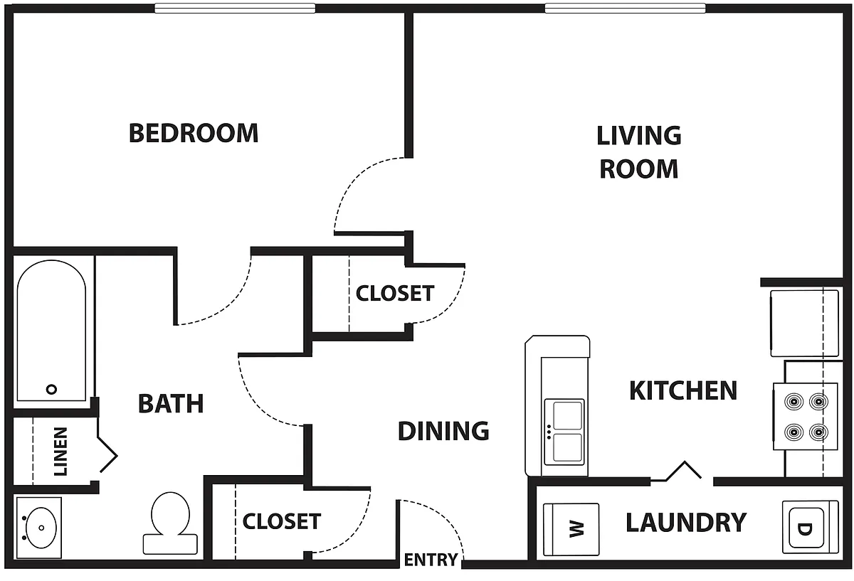 Floor plan One Bedroom One Bath - MKT