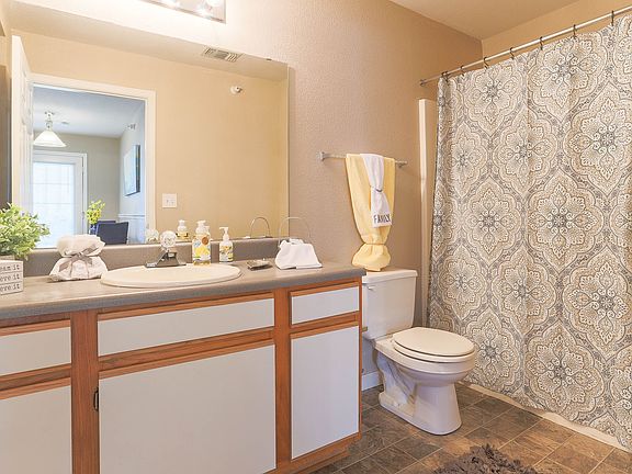 Every apartment home at Waterbrook Apartments in Lincoln, Nebraska features a full bathroom designed for everyday comfort and convenience. Professionally operated by Highlands Vista Group.