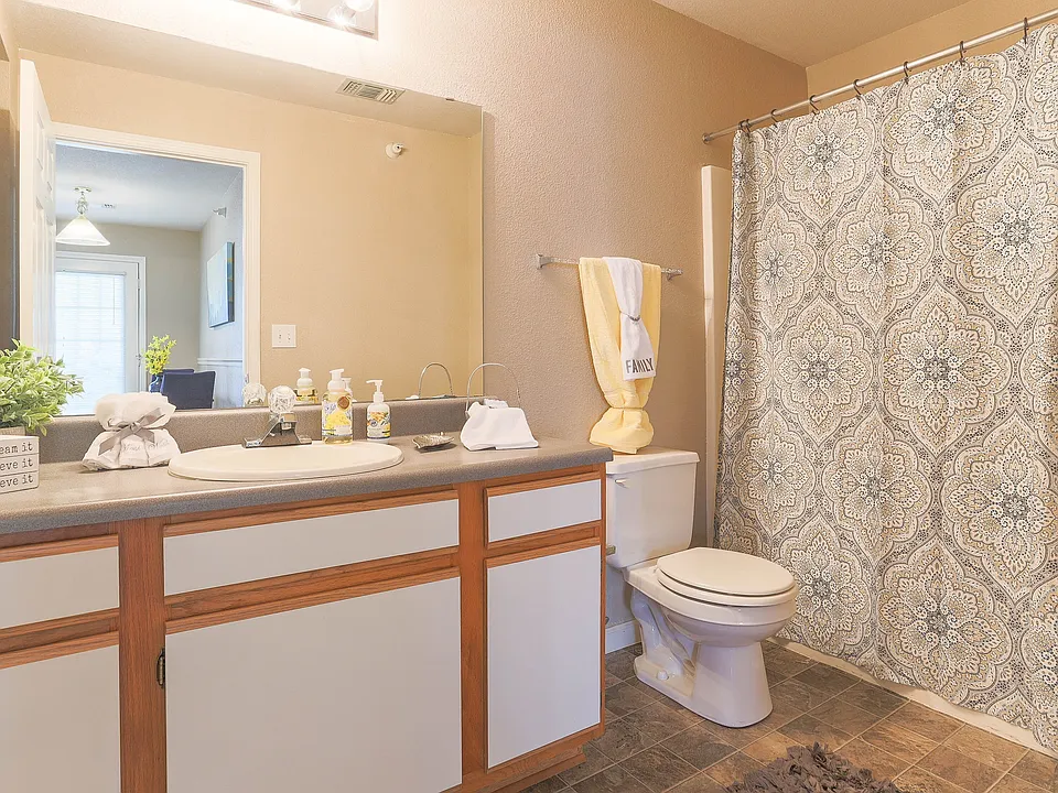 Every apartment home at Waterbrook Apartments in Lincoln, Nebraska features a full bathroom designed for everyday comfort and convenience. Professionally operated by Highlands Vista Group.