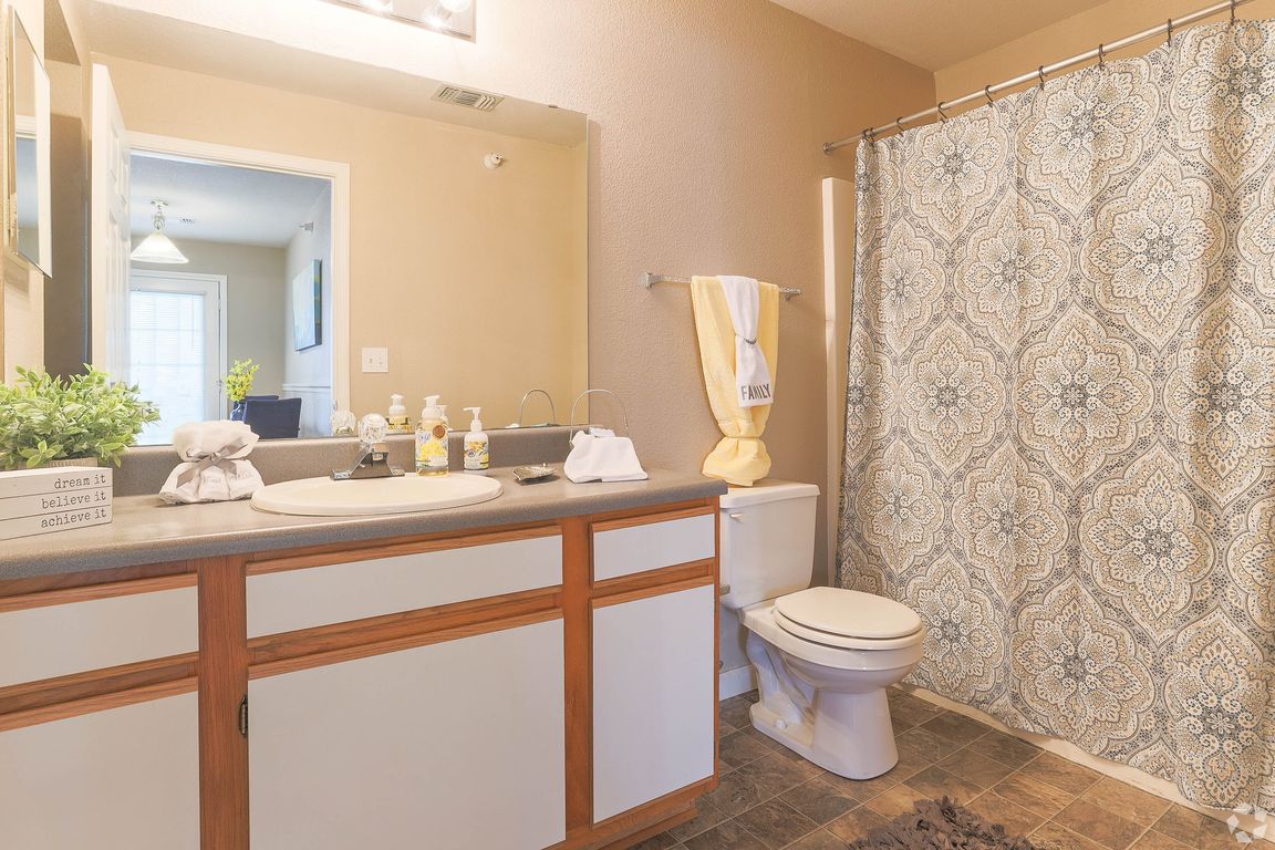 Every apartment home at Waterbrook Apartments in Lincoln, Nebraska features a full bathroom designed for everyday comfort and convenience. Professionally operated by Highlands Vista Group.