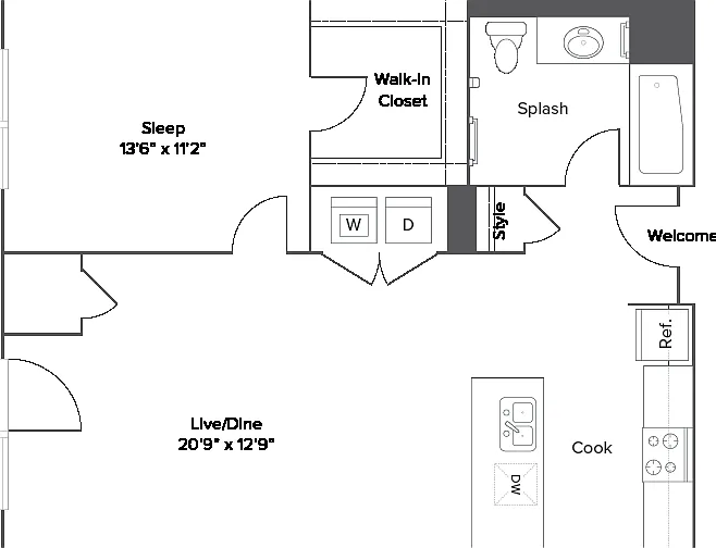 A9 1-Bedroom Floorplan A9 1-Bedroom Floorplan