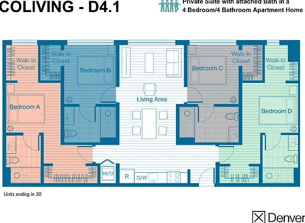 Coliving Layout: D4.1, units ending in 30 Coliving Layout: D4.1, units ending in 30