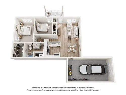 Floor plan Benjamin-1x1 with Flex Space
