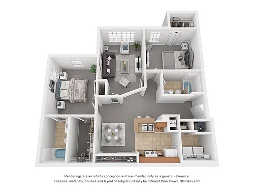Floor plan Two Bedroom Two Bath